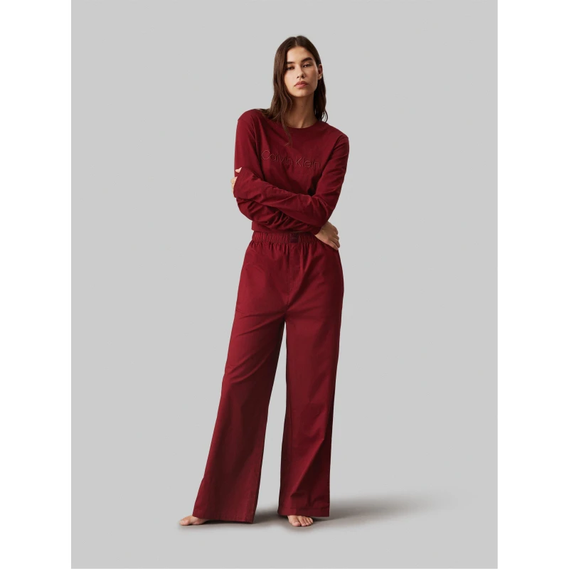 Image of Calvin Klein L/S SLEEP SET (COTTON TEE/PANT) Long Sleeve Pyjama Sets 10 (S) Red 43212608350