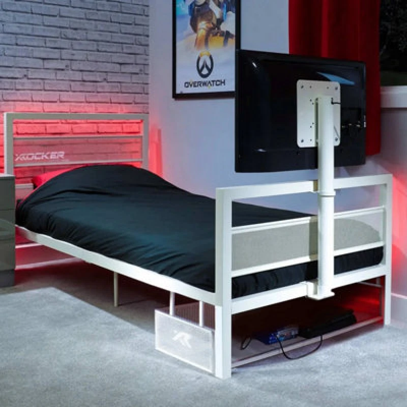 Image of X Rocker Basecamp RGB Single LED Gaming TV Bed With App Controlled LED Lights - White 2025065