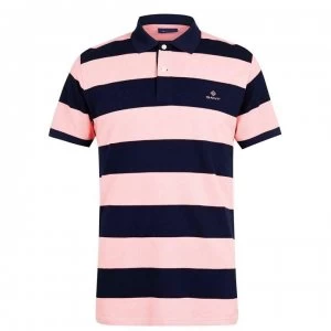 Image of Gant Bar Stripe Polo Shirt - Navy/Pink 641