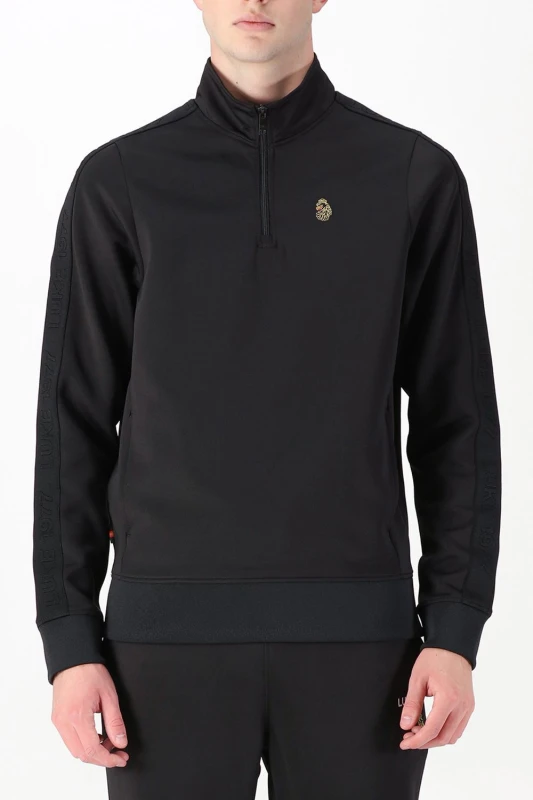 Image of Luke 1977 Luke 1977 Men Tttqr Quarter Zip Sweatshirt in Black Size: Small Black S Male 5056524391921