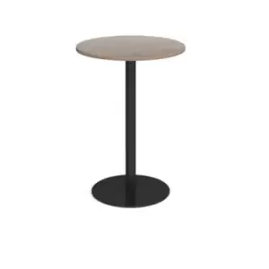 Image of Monza circular poseur table with flat round Black base 800mm - barcelona walnut