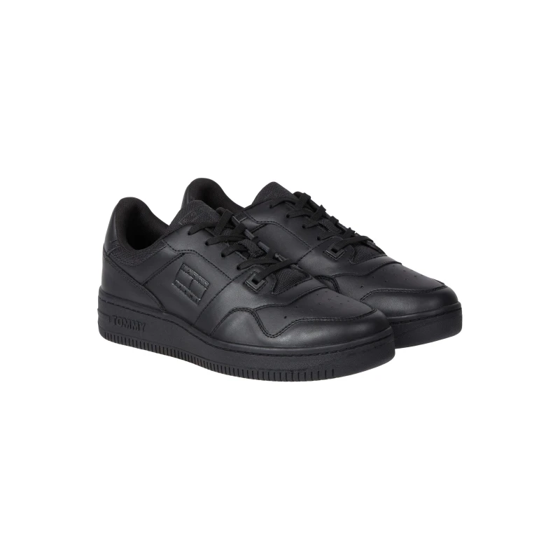 Image of Tommy Jeans Retro Leather Basket Trainers - Black 10