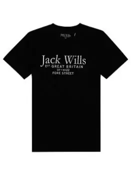 Image of Jack Wills Boys Script Short Sleeve T-Shirt - Black, Size 8-9 Years