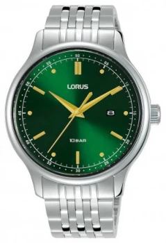 Image of Lorus Mens Green Sunray Dial Stainless Steel Bracelet Watch
