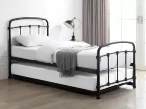 Image of Flintshire Mostyn 3ft Single Sand Blast and Black Metal Guest Bed Frame