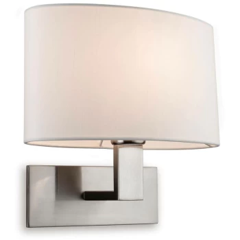 Image of Firstlight - Webster - 1 Light Single Indoor Wall Light Brushed Steel, Cream Shade, E27