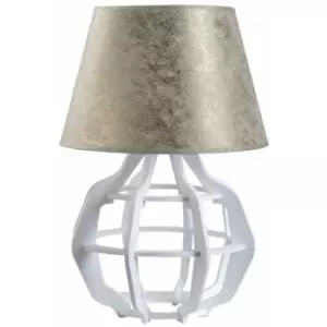 Image of Keter Bento Table Lamp With Round Tapered Shade White, Gold, 30.5cm, 1x E27