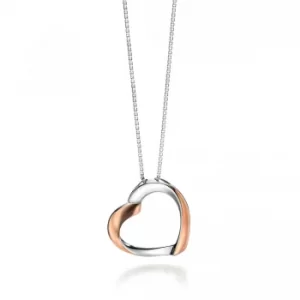 Image of Fiorelli Silver Rose Gold Ribbon Heart Pendant