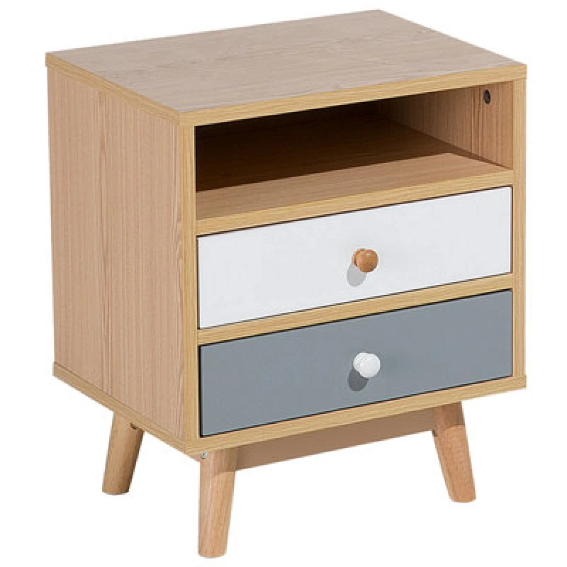 Image of Beliani 2 Drawer Bedside Table Fargo Light Brown