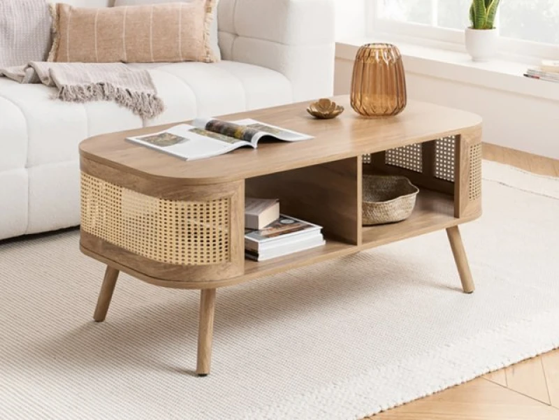 Image of Birlea Noah Rattan and Oak Coffee Table