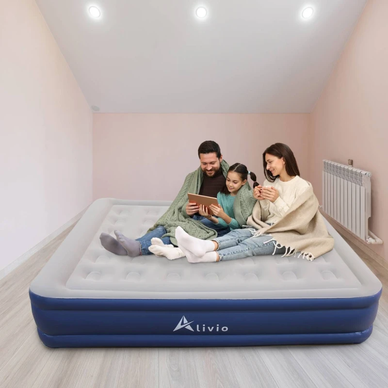 Image of Alivio Inflatable Airbed Mattress with Built-in Electric Pump - Single/Double in Grey Size: Single Grey Unisex Single