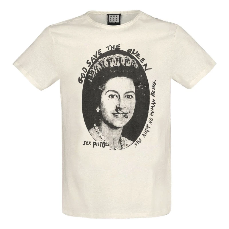 Image of Amplified Amplified Men God Save The Queen Sex Pistols T-Shirt in White Size: X-Small White XS Male 5059699798519