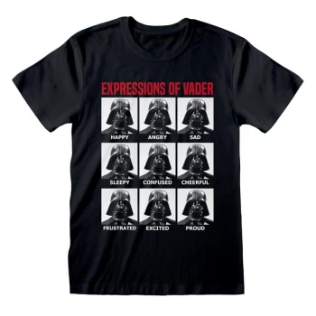 Image of Star Wars - Expressions Of Vader Unisex Medium T-Shirt - Black