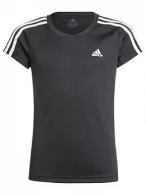 Image of adidas Girls Junior G 3S Tshirt, Black/White, Size 5-6 Years, Women