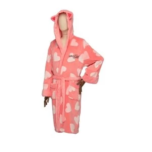 Image of DC Comics Harley Quinn Birds of Prey Ladies Hooded Dressing Gown Robe Pink