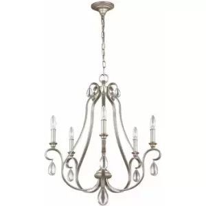 Image of Loops - 5 Bulb Chandelier Hanging Pendant LIght Sunrise Silver LED E14 60W Bulb