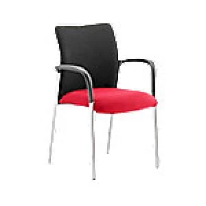 Image of Visitor Chair Academy Black Fabric Back With Bergamot Cherry Seat With Arms