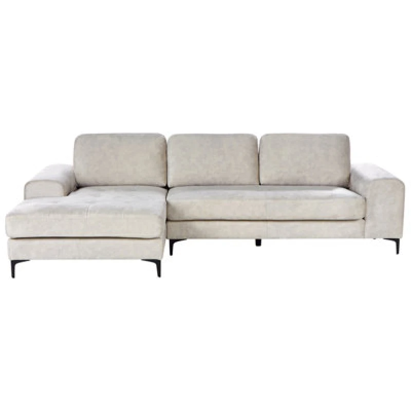 Image of Beliani Corner Sofa 4 Seater Kiruna Velvet Light Beige Right Hand