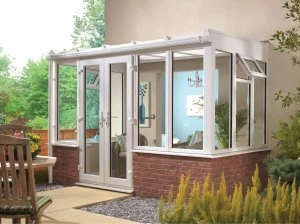 Image of Wickes Lean To Dwarf Wall White Conservatory - 13 x 12 ft