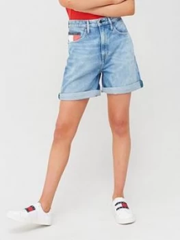 Image of Tommy Jeans High Rise Mom Shorts - Blue