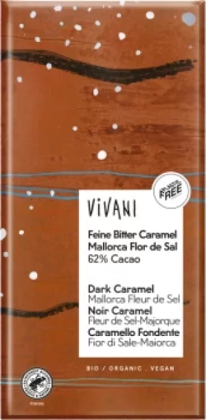 Image of Vivani Dark Caramel,62%, Fleur de Sel 80g (5 minimum)