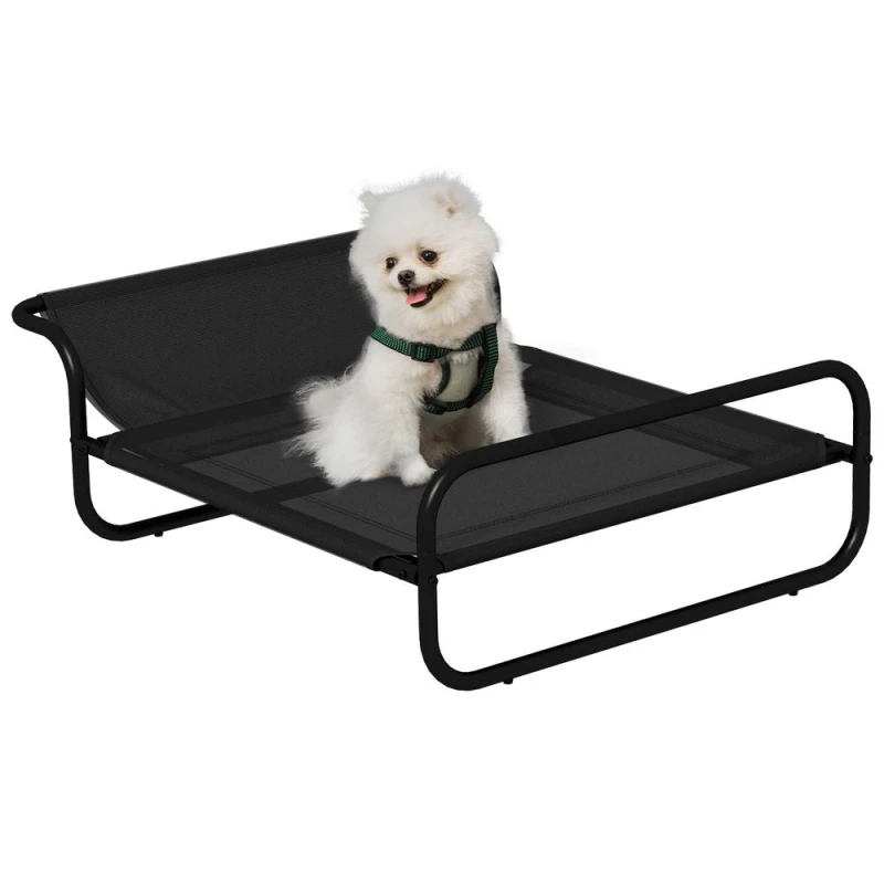 Image of PawHut Raised Dog Bed for Small Dogs, 80 x 59 x 26cm, Black D04-273V01BK