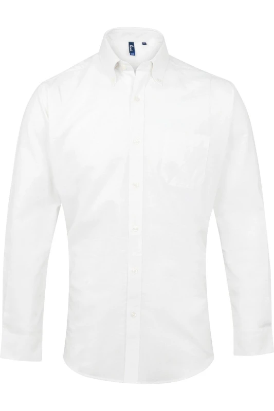 Image of Premier Premier Men Signature Oxford Long Sleeve Work Shirt in White White One Size Male 5054171153343