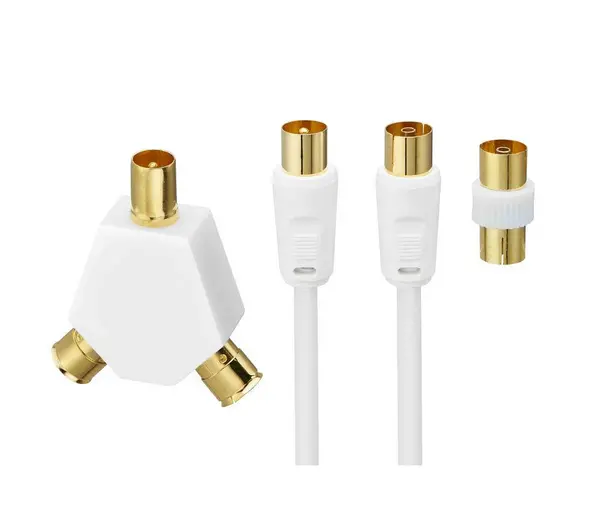 Image of Logik L10AERK15 Aerial Cable with Splitter & Adapter 10m