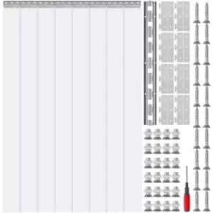 Image of Strip Curtain, 96' Height x 48' Width, 0.08' Thickness, 8PCS Clear pvc Strip Door Curtain, Freezer Curtain, Plastic Door Strips for Walk in Freezers,