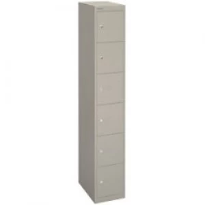 Image of Bisley Basic Contract Locker Lockable with 6 Doors CLK186 Steel 305 x 457 x 1802mm Goose Grey