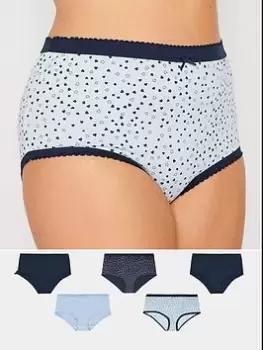 Image of Yours 5 Pack Mini Heart Full Briefs Navy, Blue, Size 30-32, Women