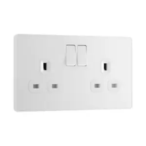 Image of BG Evolve Pearl White Double Switched 13A Power Socket - PCDCL22W