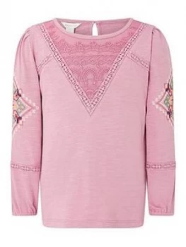 Image of Monsoon Girls S.E.W. Crochet Long Sleeve Top - Dusky Pink