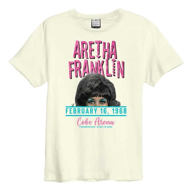Image of Amplified Amplified Men Cobo Arena Aretha Franklin Vintage T-Shirt in White Size: Small White S Male 5063470956975