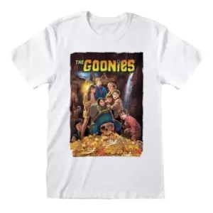 Image of Goonies Unisex Adult Poster T-Shirt (S) (White)
