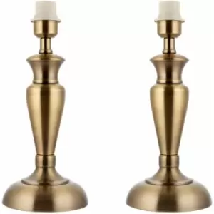 Image of 2 pack Brass Table Lamp Light 355mm Tall Aged Metal Base Only Desk Sideboard