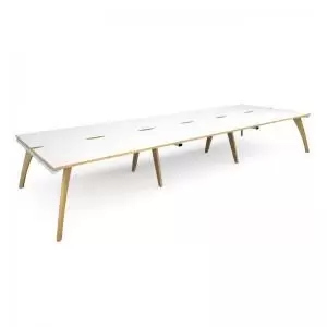 Image of Fuze triple back to back desks 4800mm x 1600mm - white frame and white