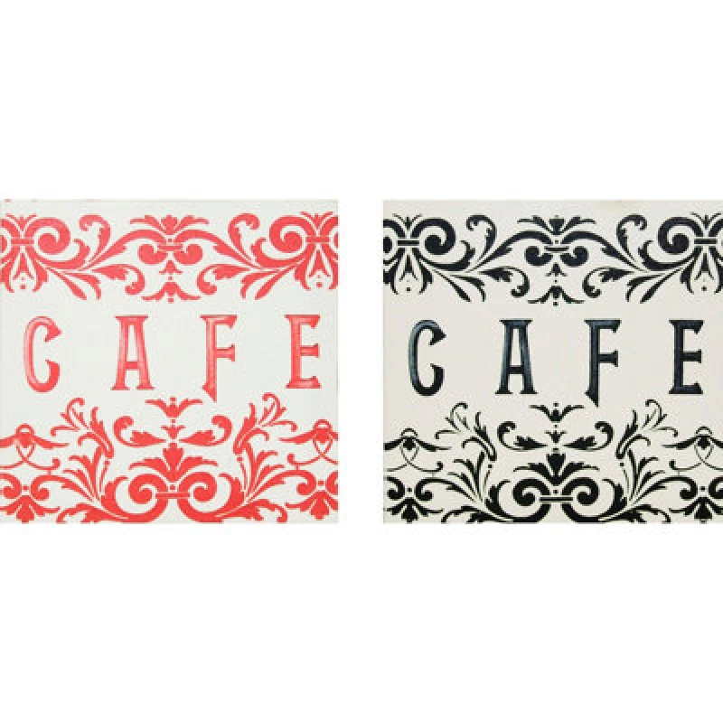 Image of Premier Housewares Red and Black Assorted Cafe Canvas Print White