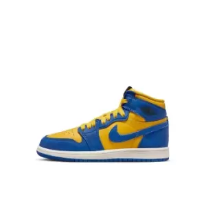 Image of Jordan Jordan 1 Retro High Og (Ps), Varsity Maize/Game Royal-Sail, Unisex, Shoes pre school, FD2597-700