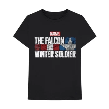 Image of Marvel Comics - Falcon & Winter Soldier Text Logo Unisex Medium T-Shirt - Black