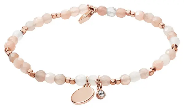Image of Fossil JA6945791 Womens Rose Gold-Tone Moonstone Beaded Jewellery