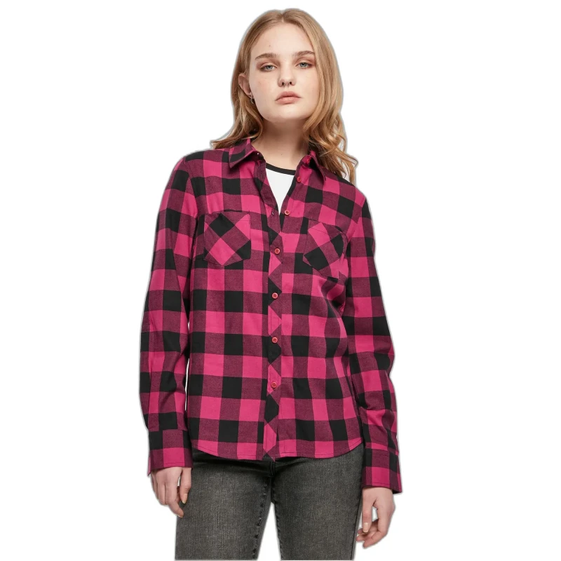 Image of Urban Classics Womens plaid flannel shirt Urban Classics GT Violet Female 3XL