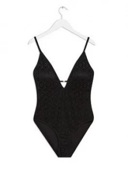 Image of Dorothy Perkins Crochet Bar Swimsuit - Black