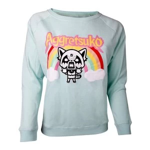 Image of Aggretsuko - Retsuko Rage Rainbow Womens Large Sweater - Green