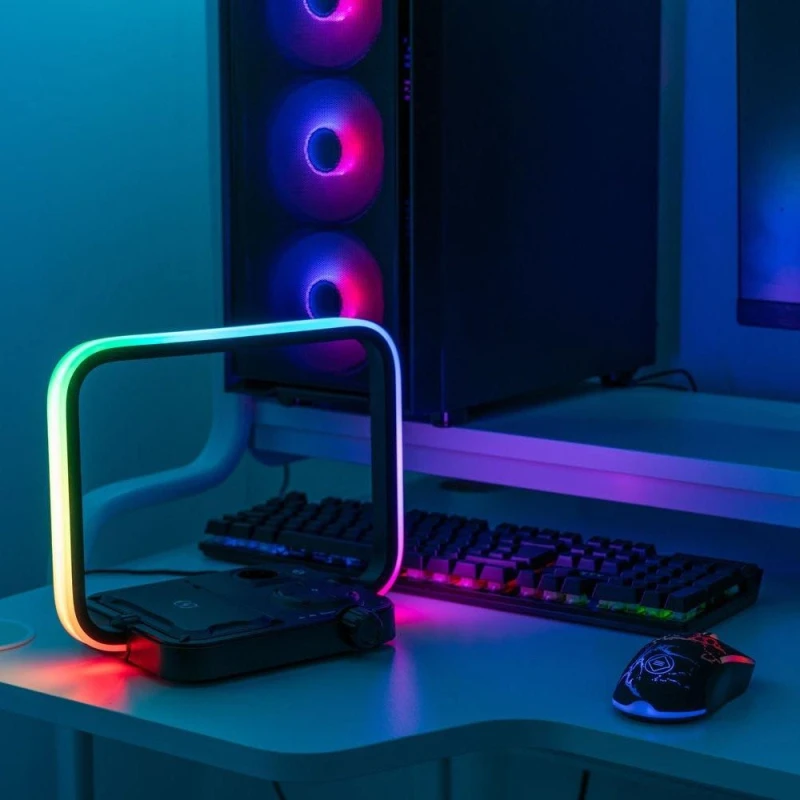 Image of ValueLights Black 3-in-1 Wireless Charging Pad with Colour Changing Light Black