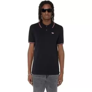 Image of Diesel Slim Short Sleeve Polo Shirt Mens - Black