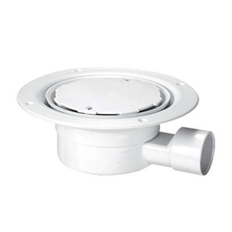 Image of McAlpine VSG1WH Valve Shower Gully, White Plastic Clamp Ring and Cover Plate, 1.5" Horizontal Outlet White