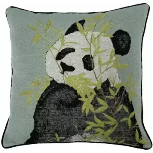 Image of Furn - Pandas Jacquard Woven Cushion Cover, Green, 45 x 45 Cm