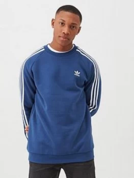 Image of Adidas Originals 3 Stripe Crew Neck Sweat - Navy