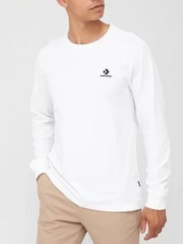 Image of Converse Embroidered Star Chevron Long Sleeve Tee - White